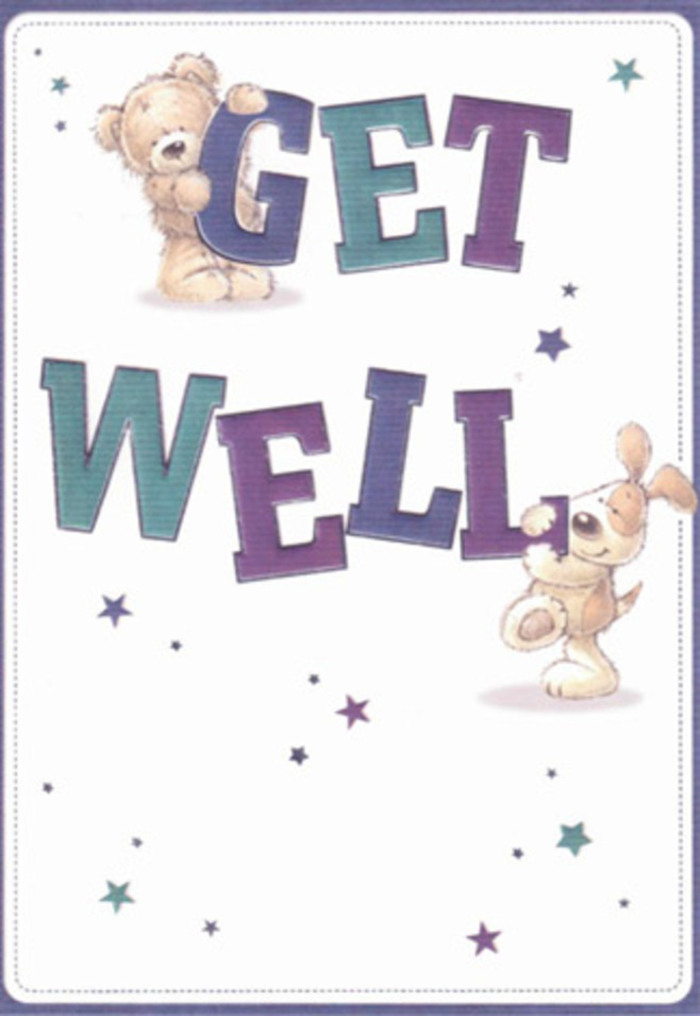 This get well card captures the essence of heartfelt support found throughout Stepney-a scene imbued with gentle encouragement and playful artistry. At the heart of the illustration, an endearing teddy bear and an exuberant pup take centre stage, their plush fur and rounded shapes rendered with such tactile precision that one can almost feel the soft embrace they offer. The bear, poised above the bold 'GET' in rich purples, extends a paw in earnest camaraderie, while the puppy, all floppy ears and wagging energy, anchors the 'WELL' below in inviting shades of teal. Sprinkled stars-tiny bursts of indigo, lilac, and turquoise-flit across the creamy backdrop, conjuring a magical sense of hope, like the small kindnesses exchanged between neighbours at Stepney Green or on local walks past St. Dunstan's Church. The typography projects strength and reassurance, yet its gentle shadowing creates a sense of movement, as if the words themselves are part of the healing gesture. Like sending a thoughtfully arranged bouquet from a trusted Stepney florist to a loved one recovering just around the corner, this card radiates with brightness and calm, its every detail thoughtfully curated to brighten even the most challenging day.