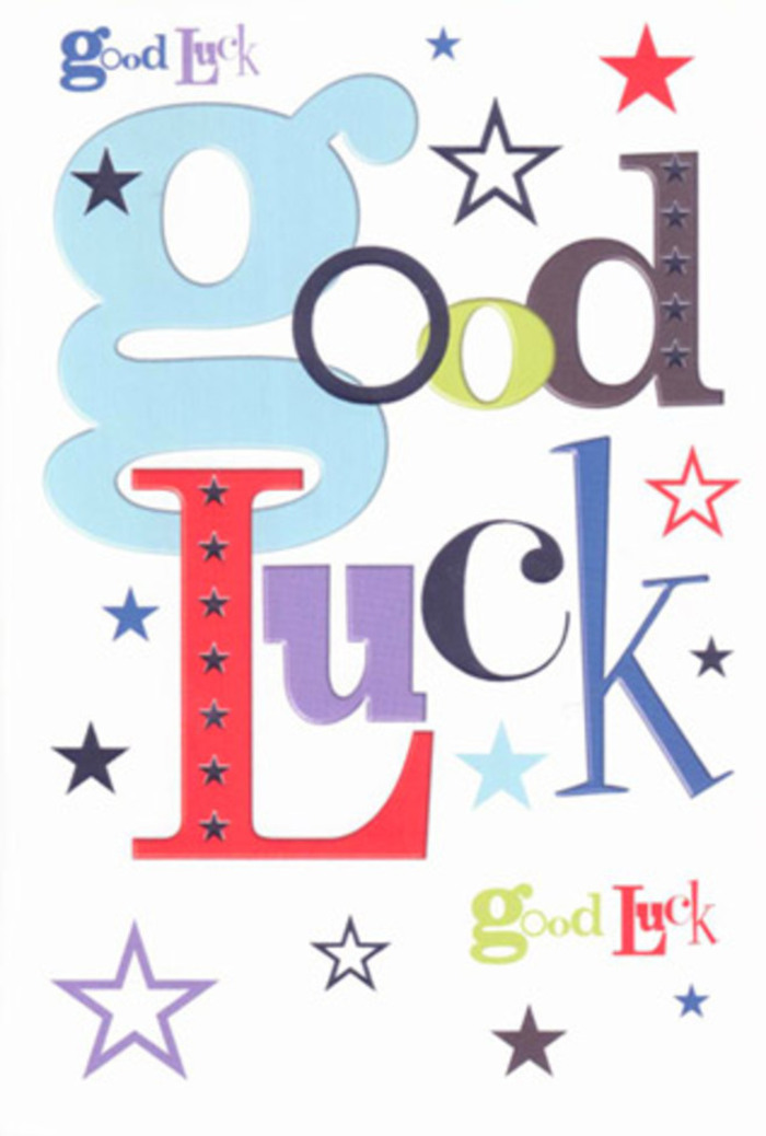 There is exuberant vibrancy in this good luck card, its composition reminiscent of a local Stepney celebration-a visual chorus of colour and camaraderie. Each letter stands out: the blue is fresh as spring skies above Stepney Green, bold reds echo nearby market stalls, while shadowed violets and mossy greens bring depth and sophistication. Dazzling stars-each uniquely shaped and shaded-dash across the card, suggesting the laughter and high hopes you'd find at an East End gathering, their movement almost animated on the sleek white background. The space around the playful typography allows every hue and shape to breathe, much like the open lawns and gardens along Whitechapel Road. With every detail, the card pulses with encouragement, as if cheering for a friend's new job or exam triumph. Whether delivered alongside a bouquet from Flowers Stepney or posted with a handwritten note, it radiates hope and genuine belief-a talisman of encouragement crafted right here in the neighbourhood.