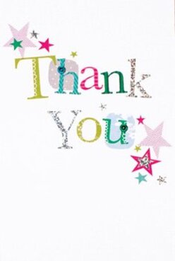 This Stepney thank you card encapsulates joy and gratitude through a lively tapestry of hues and handcrafted detail, echoing the eclectic energy found throughout the E1 streets. The words 'Thank You' arch proudly at its centre, each letter stitched or painted in its own celebration of colour; verdant greens bring to mind the leafy paths of Stepney Green, while vivid pinks and ocean blues reflect the vibrancy of local markets and the shimmer of morning light on East London's canals. Some letters are dusted with silver glitter, their subtle sparkle recalling the glimmer of city lights along Commercial Road at dusk. Delicate stars in shades of magenta, teal, and gold are scattered across the crisp white background, reminiscent of festive confetti floating in the air after a celebration at Stepney City Farm. The tactile quality of the card stands out, with textured inks and gentle raised patterns that evoke the charm of handcrafted textiles found in local boutiques. The whole composition feels celebratory yet personal, making it an ideal pair to a vivid bouquet destined for a neighbour or friend from Stepney to Wapping. With its spirited colours and thoughtful design, this card carries a florist's touch-reflecting not only creativity but an understanding of the heartfelt thanks shared among the community. It's easy to imagine receiving this card with a burst of seasonal flowers, a vibrant token of gratitude that lingers in both sight and sentiment.