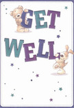 Overflowing with charm and comfort, this illustrated get well card evokes the caring spirit of Stepney with a playful bear and a lively puppy, their illustrated fur so soft and welcoming it almost invites a gentle touch. With cheerful expressions, the bear clings to the deep purple 'GET,' while the puppy props up the vibrant teal of 'WELL,' both characters set against a creamy canvas that suggests clean calm and new beginnings. Whimsical stars in hues of blue and lavender are scattered across the card, twinkling as if offering wishes for a speedy recovery-much as we send flowers to friends convalescing in homes along Ben Jonson Road or visiting the lush Stepney Green. The bold, friendly type of the message leaps forward, transforming this simple card into a heartfelt celebration and visual embrace. Every hue and brushstroke is placed with the same thoughtful care shown in our petal-perfect bouquets delivered across Stepney; together, the scene envelops the viewer with reassurance, gentle optimism, and that unmistakable glow of genuine kindness so treasured by our local community.